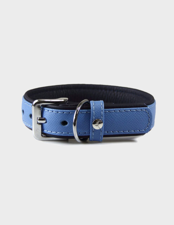 HUNDEHALSBAND FIRENZE LEDER AZURE / OXFORD BLUE