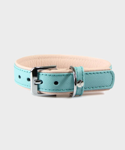 HUNDEHALSBAND FIRENZE LEDER ELECTRIC BLUE / NUDE