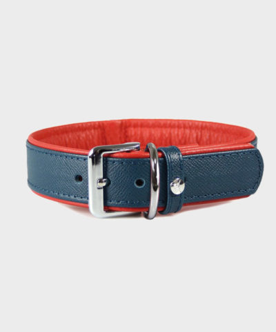 HUNDEHALSBAND FIRENZE LEDER OPAL / FLAME BLUE