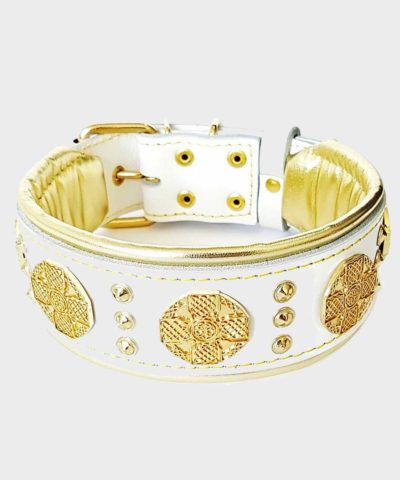 BESTIA HUNDEHALSBAND MAXIMUS LEDER WEISS
